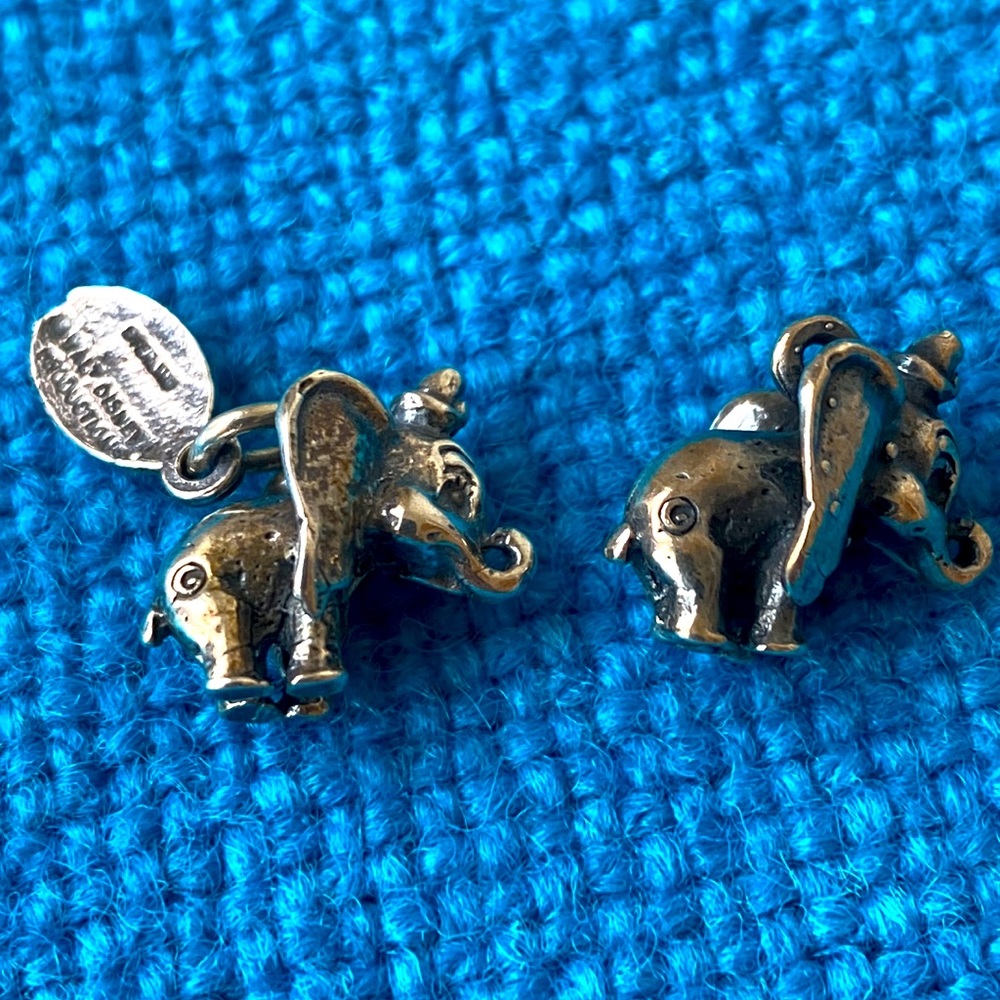 2 Disney Disneyland Sterling Silver Dumbo Elephant Charms Lot
